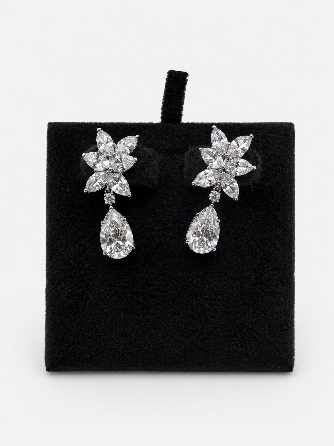 3 Carat Pear with Flower Style Dangling Earring (ARJS4053)