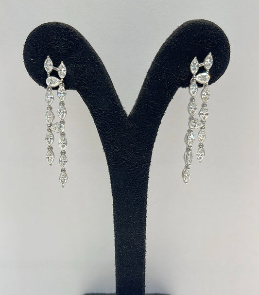 PEAR AND MARQUISE TWO LINE DANGLING DIAMOND EARRING (LARJS3500)