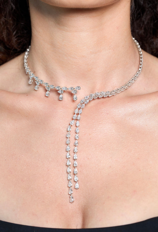PEAR TWO LINE DIAMOND CHOKER ( ARJS3414)