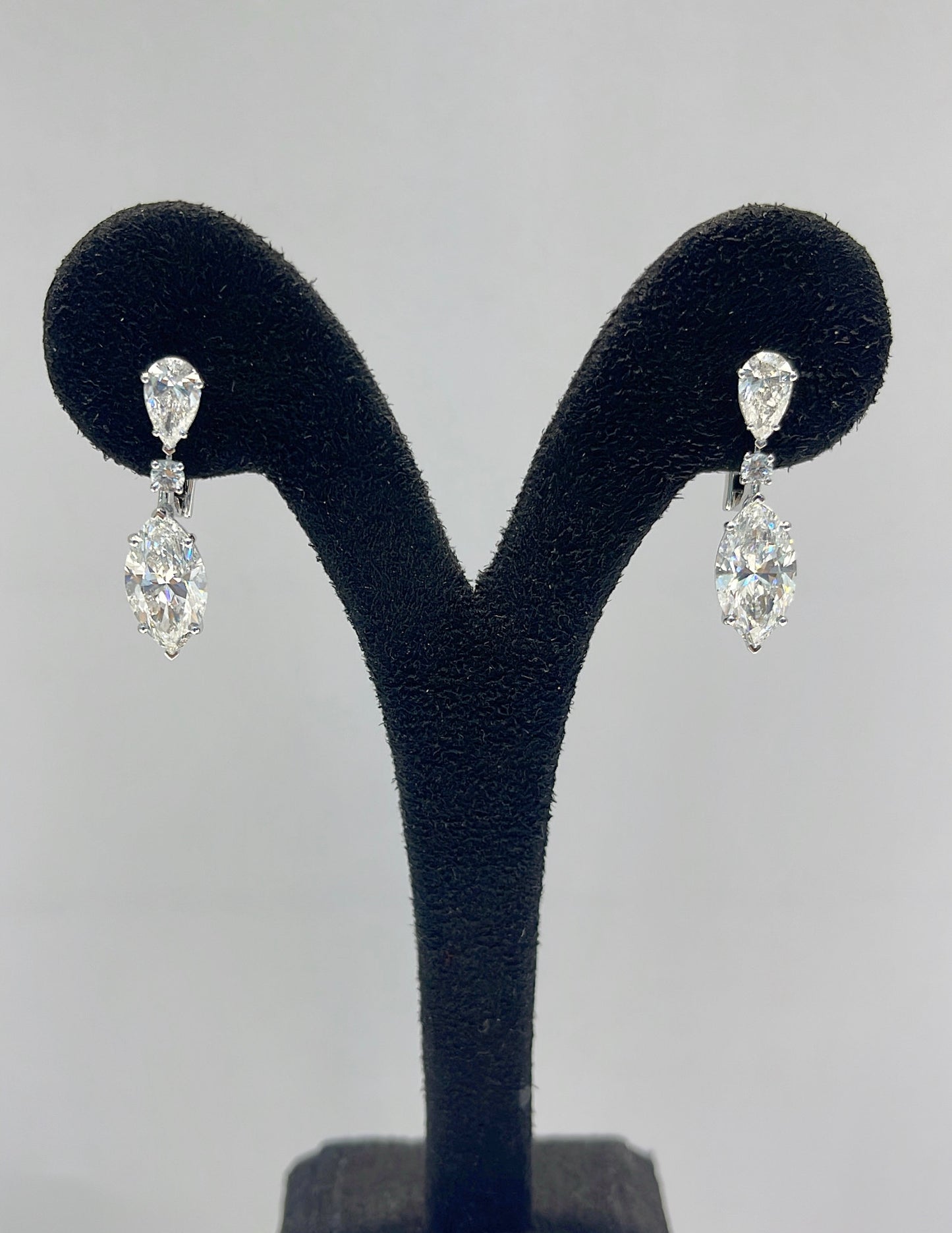 3CT EACH MARQUISE W/ 70PT PEAR DIAMOND EARRING (LARJS3522)