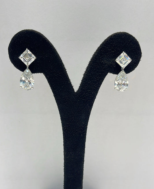 3CT PEAR WITH 2CT ASSCHER DIAMOND EARRING (LARJS3580)
