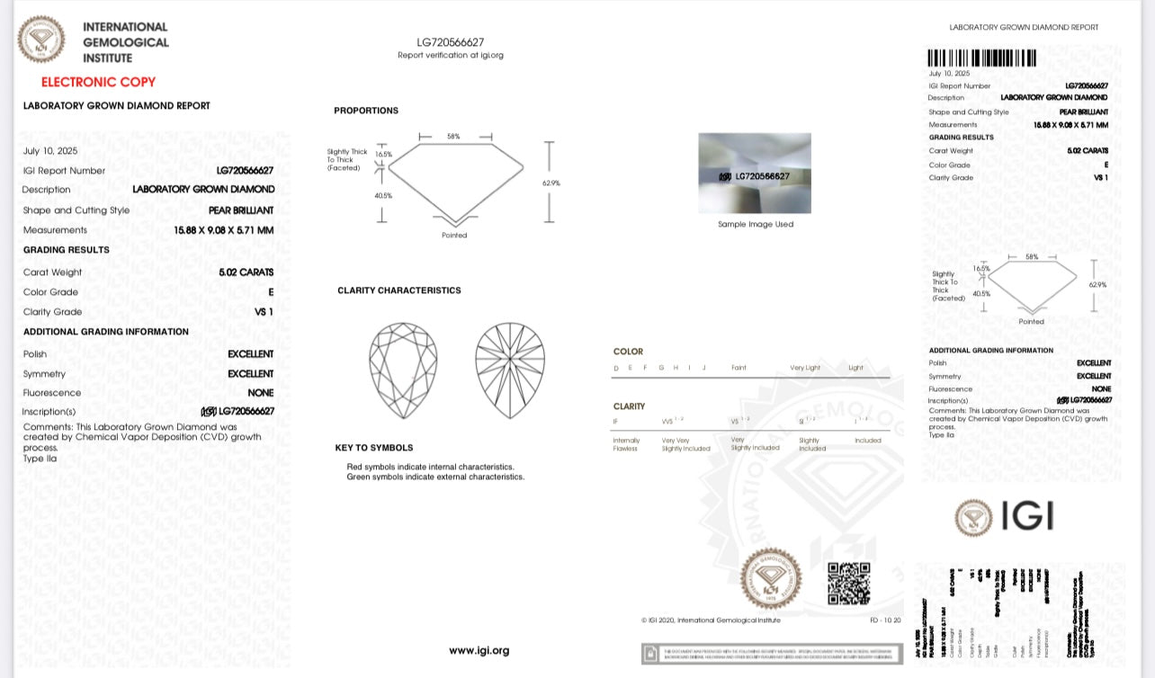 5CT Pear Solitaire Necklace