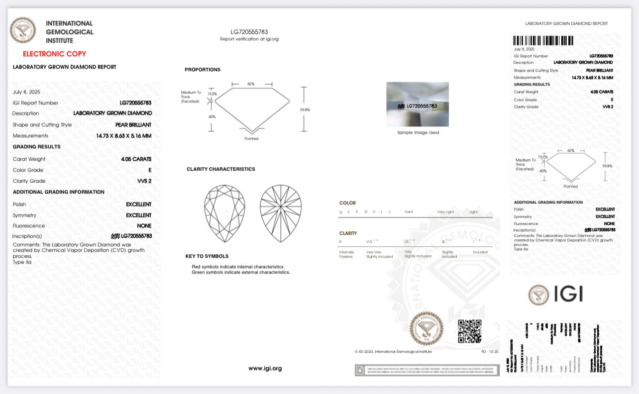 4CT Pear w.2CT Each Oval Earring (LARJS3558)