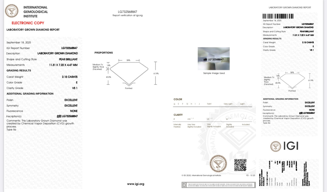 2CT Each Pear w. 1CT Heart Earring (LARJS3741)