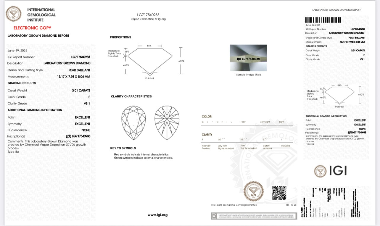 3CT Each Pear Diamond Earring (LARJS3806)