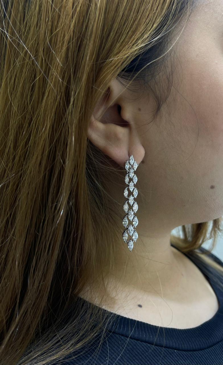 MARQUISE THREE LINE ATTACHED BIG EARRING (ARJS4036)
