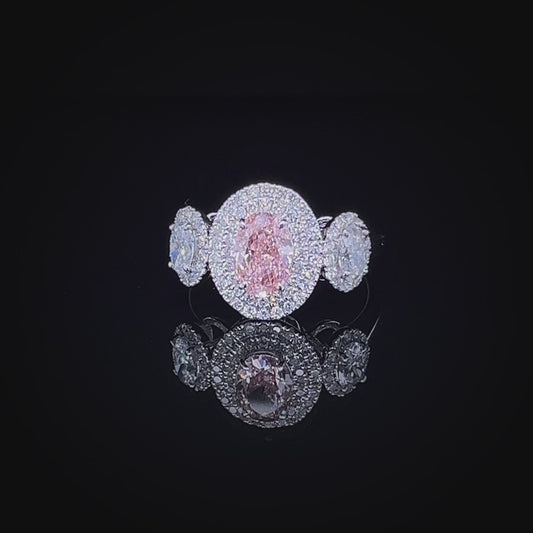 1 Carat Pink Oval Diamond Ring ARJS2816