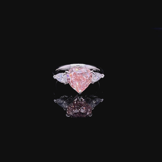 3CT FANCY PINK HEART TRILOGY RING (ARJS2931)