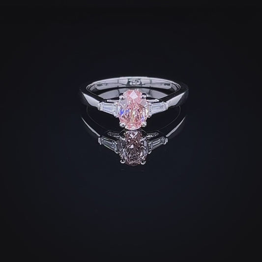 85Pt Oval Pink with Baguette (ARJS2828)