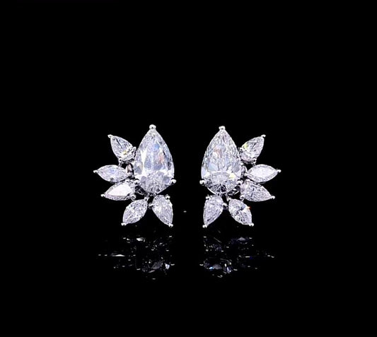1.5CT PEAR FLOWER DIAMOND EARRING (ARJS3468)