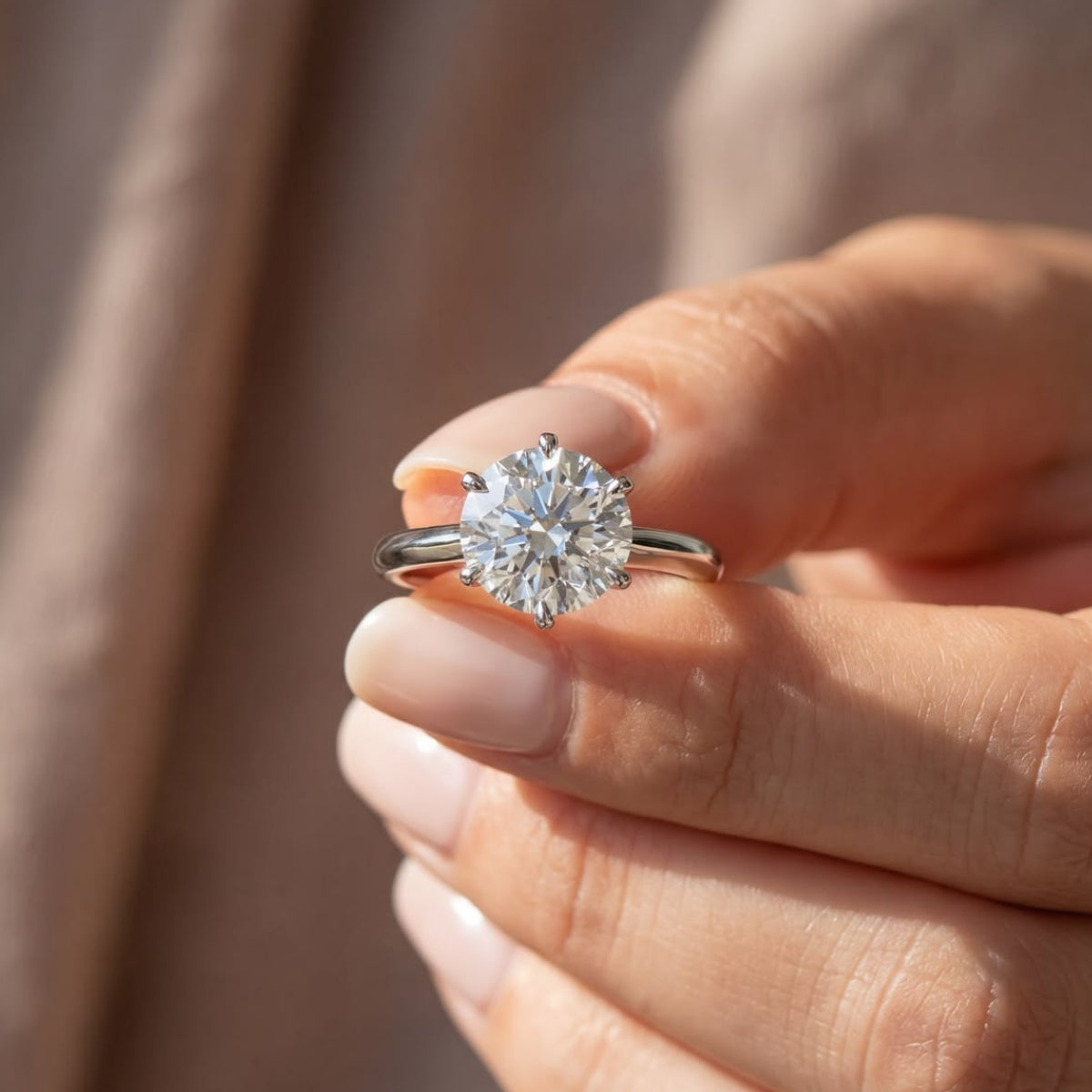 3 Carat Round White Gold Solitaire Ring (ARJS4138)