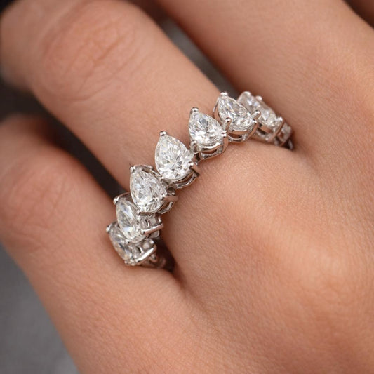 Pear Cut Diamond Eternity Band in White Gold (ARJS3293)
