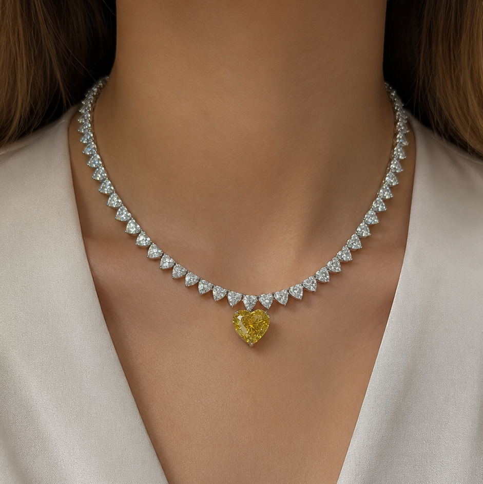 10 CARAT YELLOW HEART DANGLING DIAMONDS NECKLACE (ARJS3850)