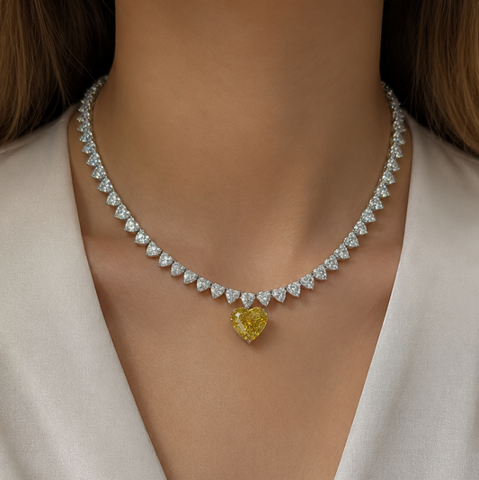 10 CARAT YELLOW HEART DANGLING DIAMONDS NECKLACE (ARJS3850)