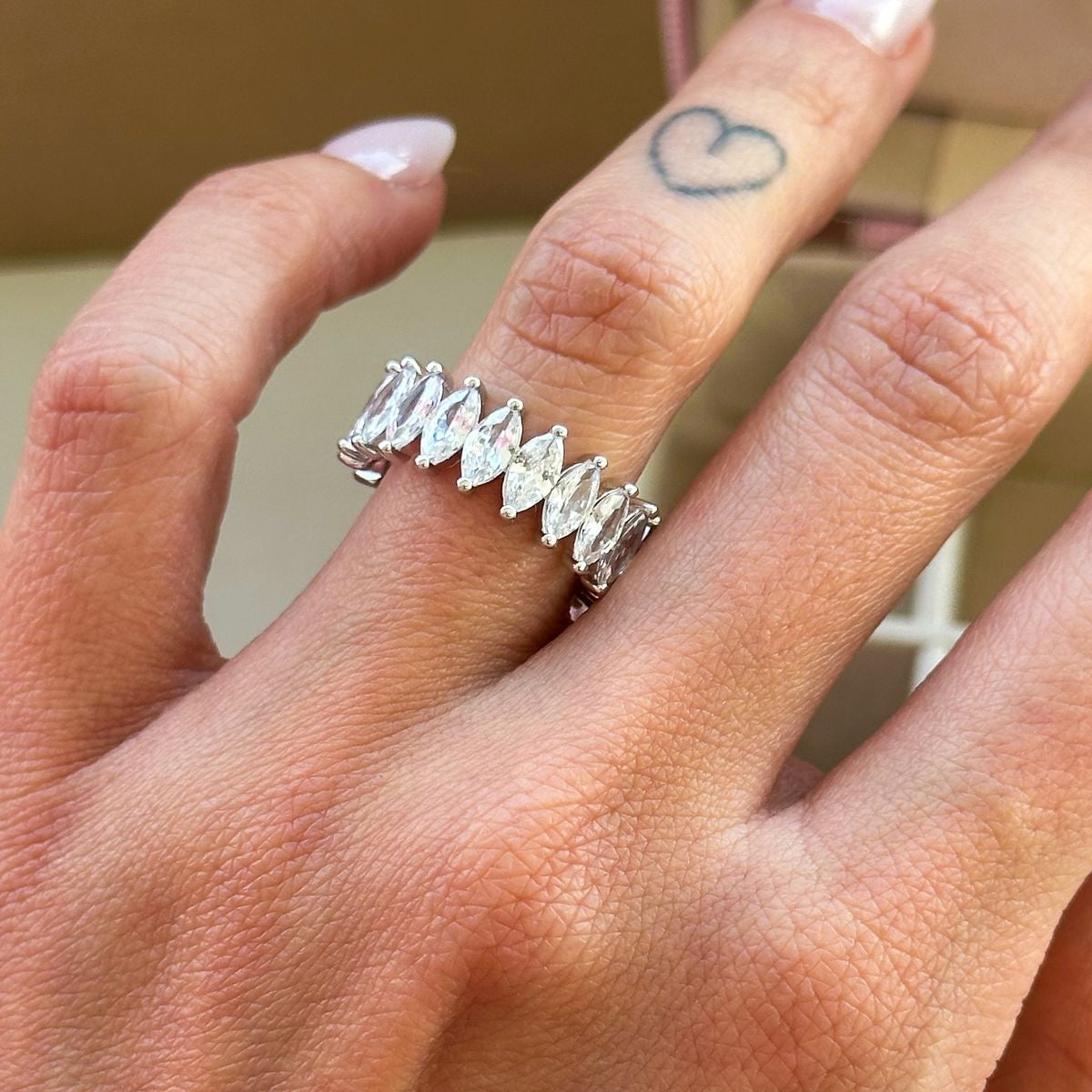 20 Pointer Marquise Diamond Shared Prong Eternity Ring (ARJS3962)