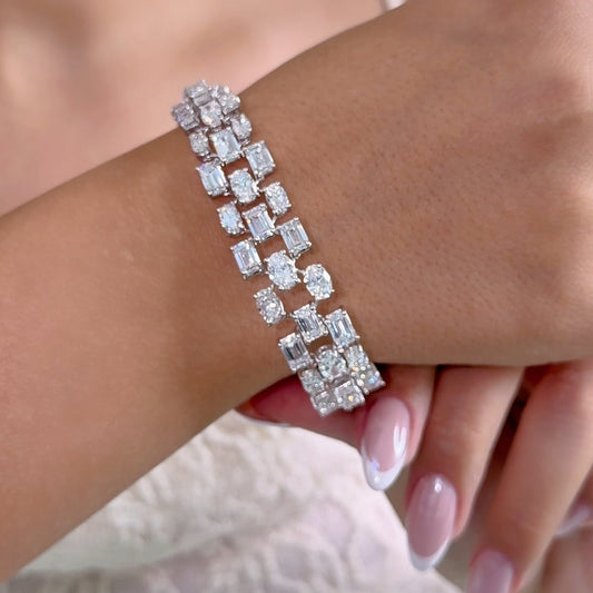 Emerald & Round Diamond Link Bracelet (ARJS4237)