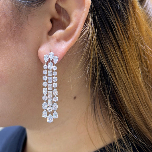 Multi-Shape Diamond Fringe Drop Earring ( ARJS4119)