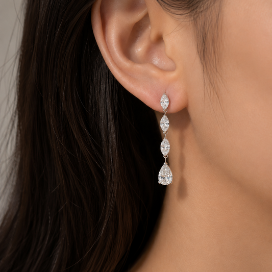 1CT PEAR & MARQUISE DIAMOND EARRING (CTA1279)