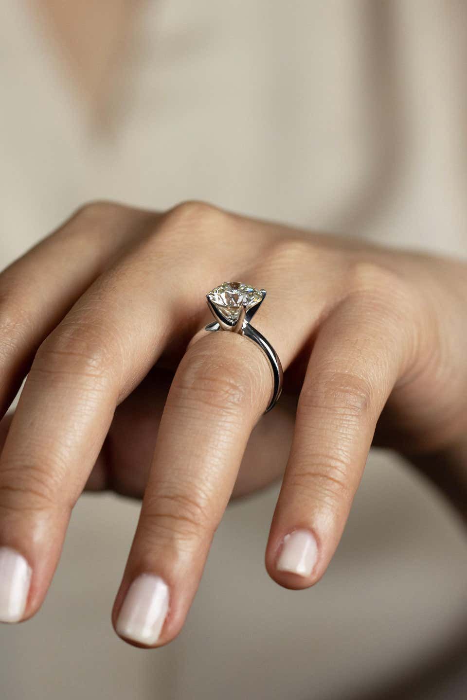 3 Carat Round White Gold Solitaire Ring (ARJS4138)