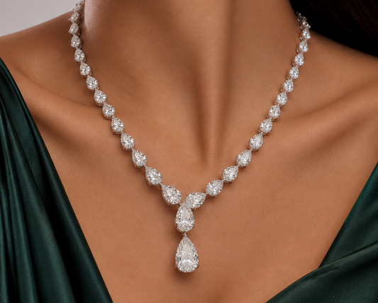 5 CT PEAR GRADUATED NECKLACE (ARJS4015)