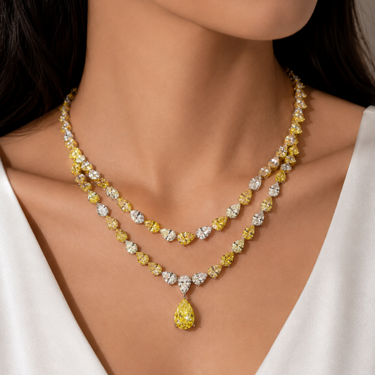 5 CARAT IN CENTRE PEAR TWO LINE NECKLACE (ARJS3373)