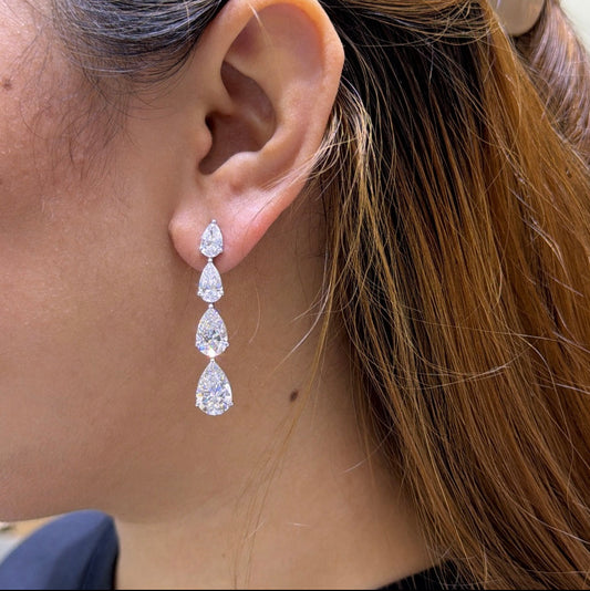 3 Carat Pear Graduation Earring (ARJS4067)