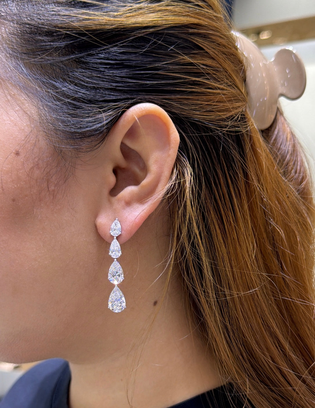 3 Carat Pear Graduation Earring (ARJS4067)