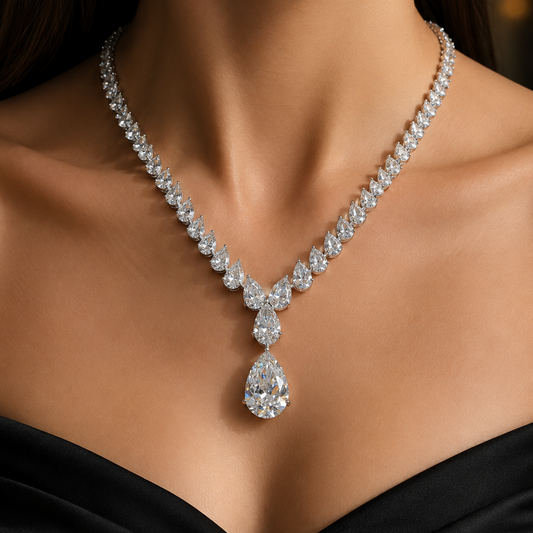 10 Carat Pear Graduation Necklace (ARJS4057)
