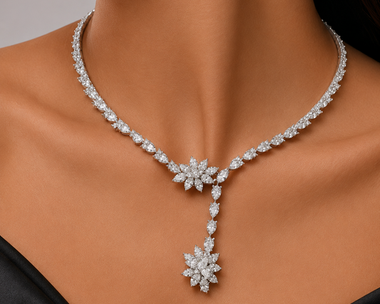 PEAR AND MARQUISE ONE LINE FLOWER STYLE CHOKER ARJS3932