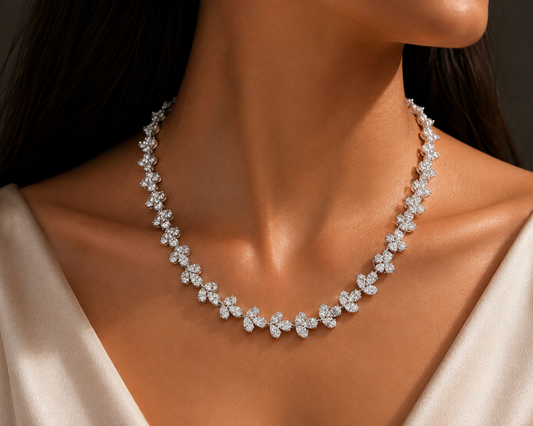 3-STONE PEAR DIAMOND NECKLACE (ARJS3876)