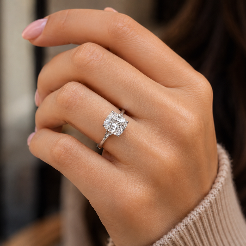 4CT Cushion Solitaire Ring (LARJS3721)
