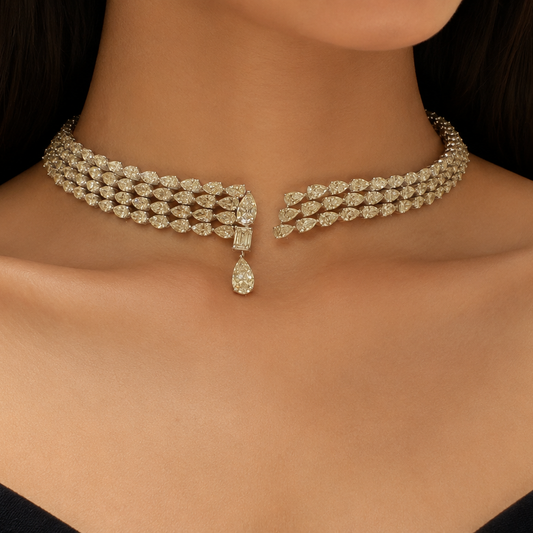 Pear & Emerald Symphony Diamond Choker (ARJS3510)