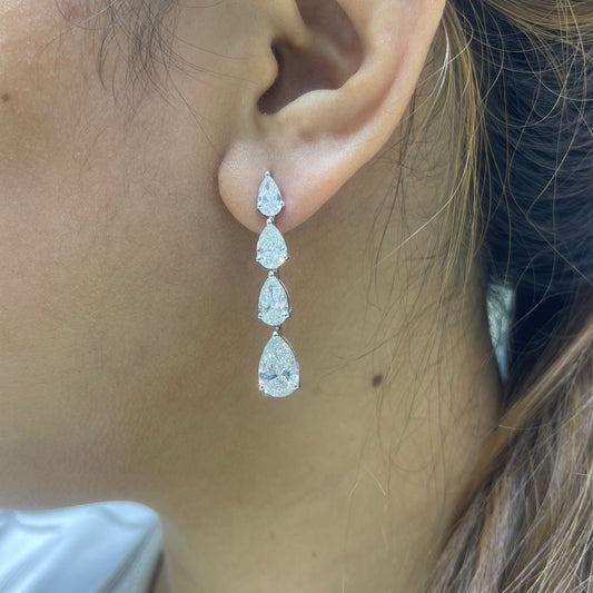 2 Carat Pear Graduation Earring (ARJS4065)