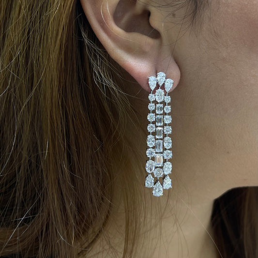 Multi-Shape Diamond Fringe Drop Earring ( ARJS4119)