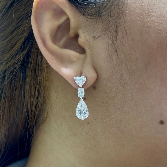 3CT Each Pear w. 1CT Heart Earring (LARJS3726)