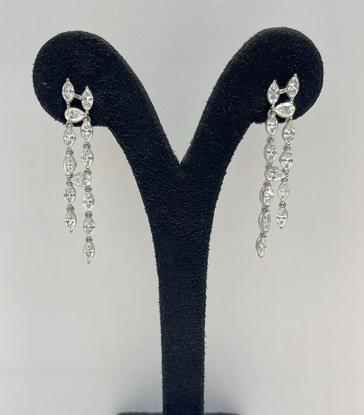 PEAR AND MARQUISE TWO LINE DANGLING DIAMOND EARRING (LARJS3500)