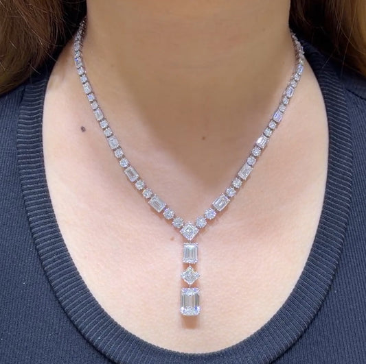 Imperial Emerald Drop Diamond Necklace (ARJS4096)