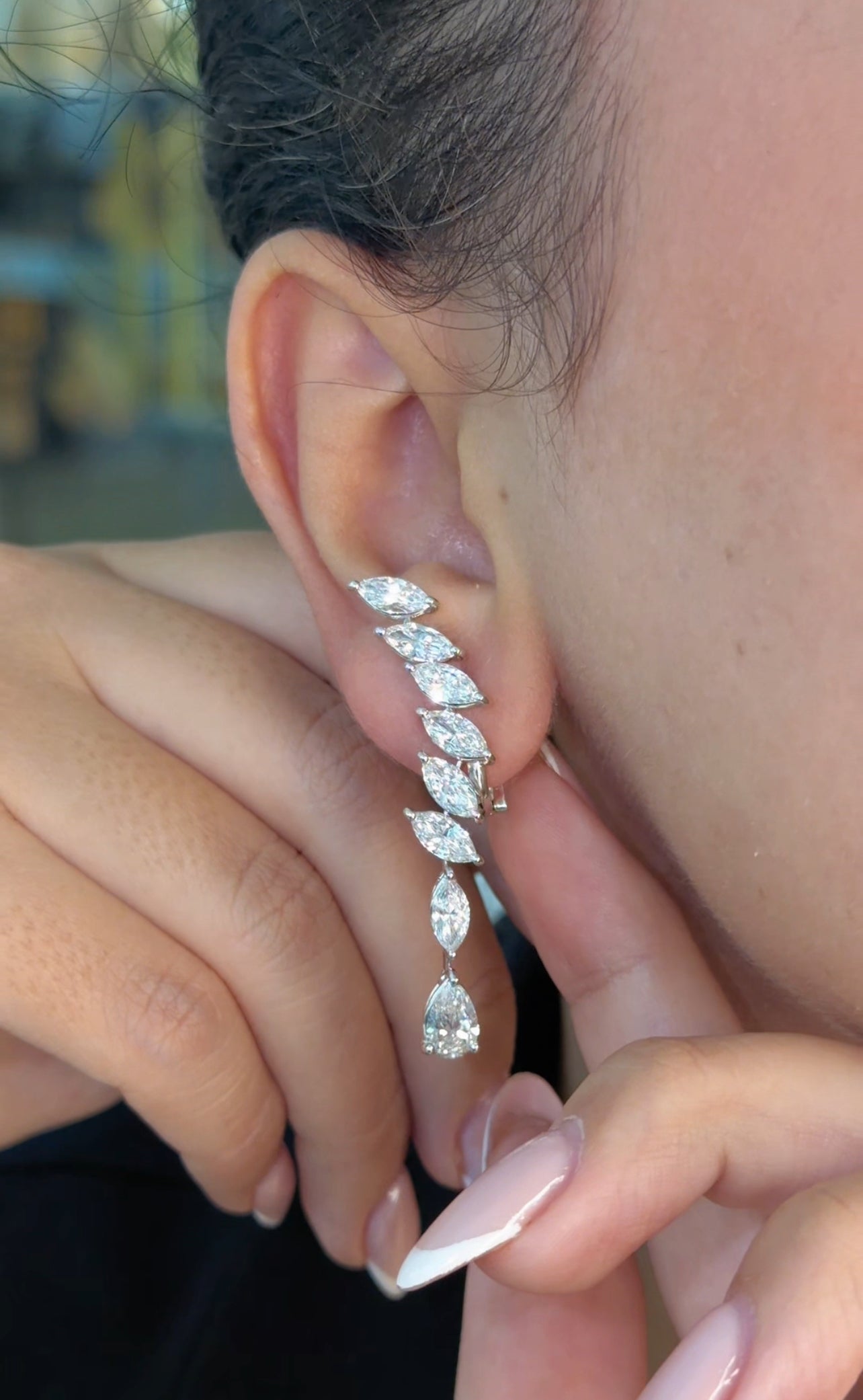 Marquise & Pear Cascading Climber Earring (ARJS4257)