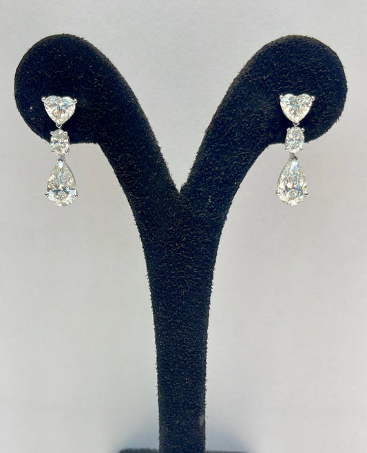 2CT PEAR WITH 1CT HEART DIAMOND EARRING (LARJS3567)