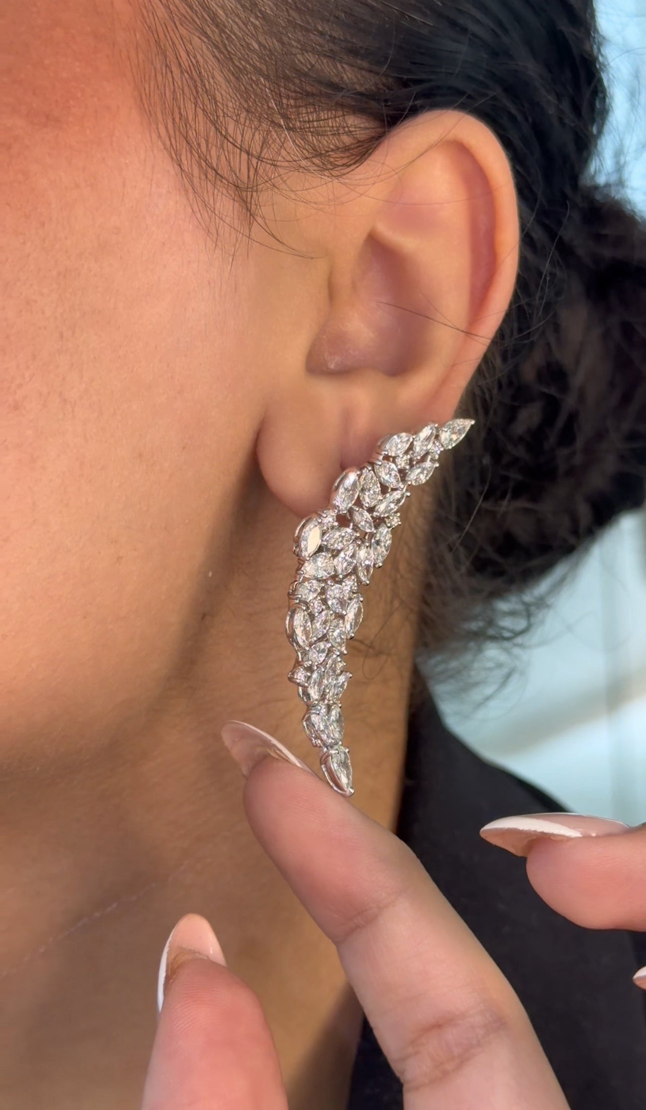 Elegant Marquise & Pear Diamond Climber Earring (ARJS4260)