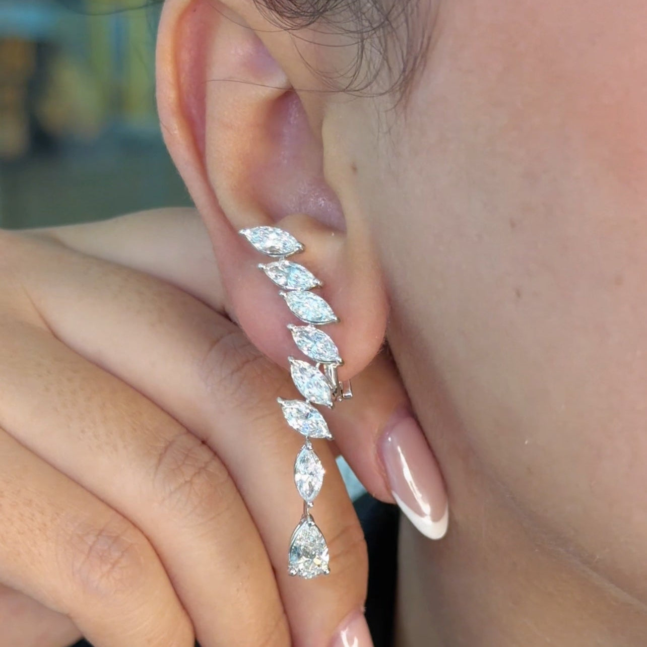 Marquise & Pear Cascading Climber Earring (ARJS4257)