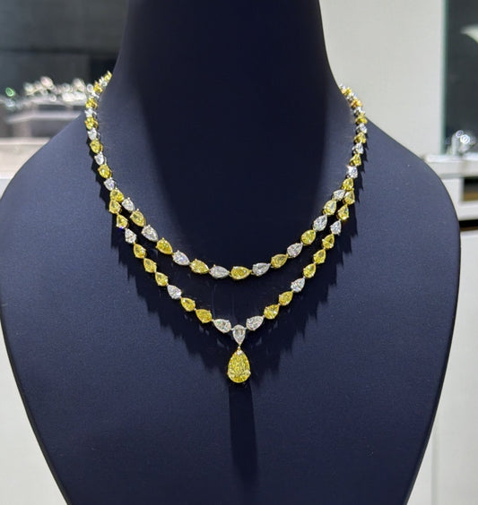 5 CARAT IN CENTRE PEAR TWO LINE NECKLACE (ARJS3373)