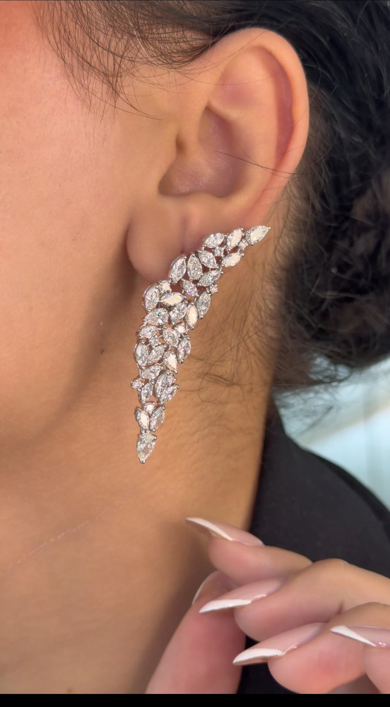 Elegant Marquise & Pear Diamond Climber Earring (ARJS4260)