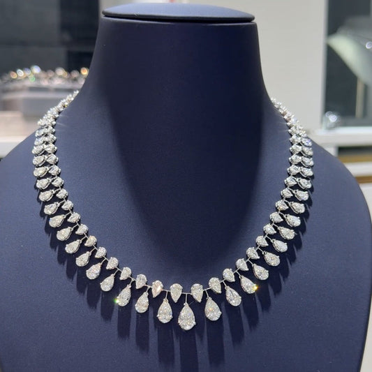 2 CARAT PEAR GRADUATION  TWO LINE NECKLACE (ARJS4091)