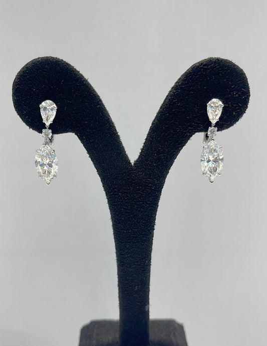 3CT EACH MARQUISE W/ 70PT PEAR DIAMOND EARRING (LARJS3522)