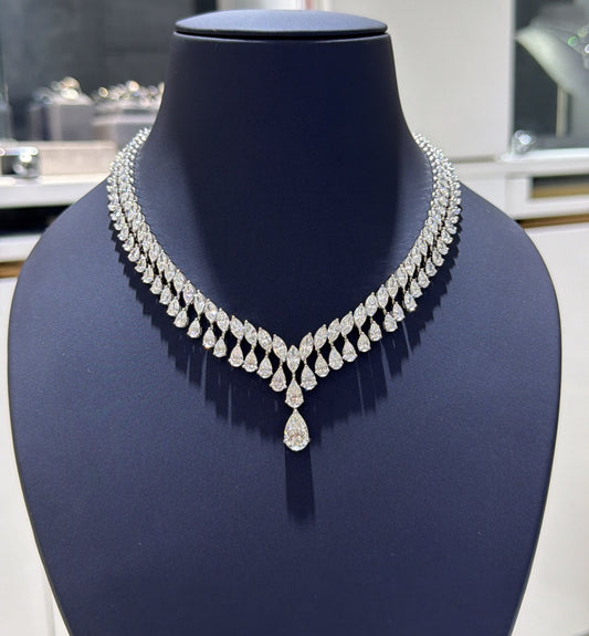 Marquise Wave with Pear Drop Necklace (ARJS4116)