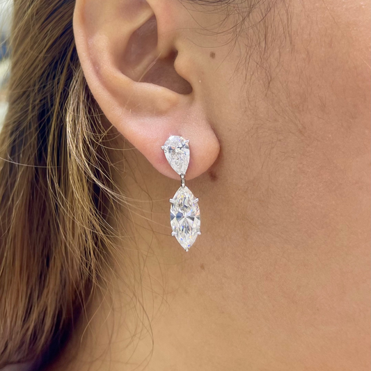 3CT Each Marquise w. 1.5CT Pear Earring (LARJS3748)