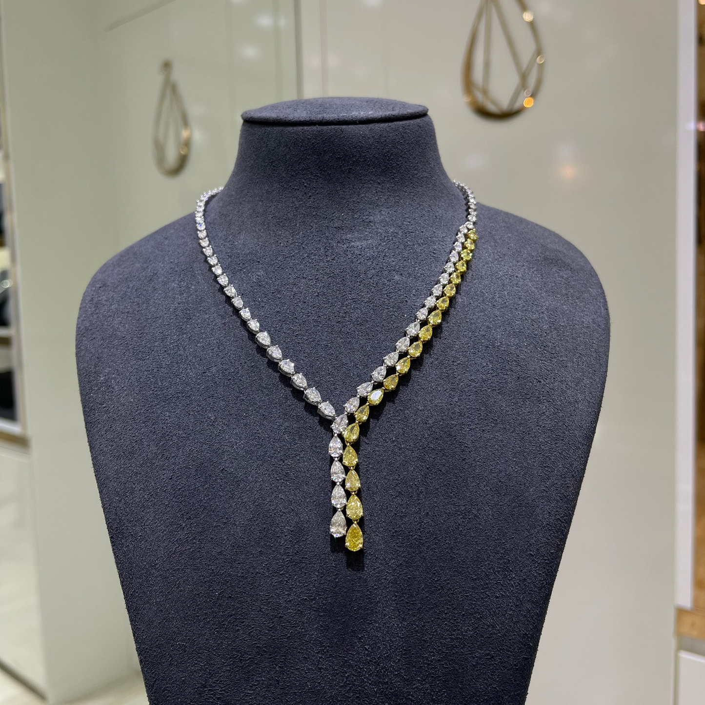 Two Toned Pear Necklace (ARJS3331)