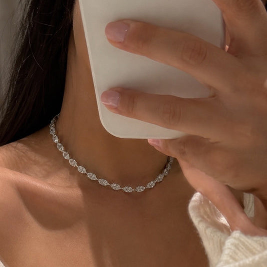 90 Pointer Marquise One Line Necklace (ARJS4115)