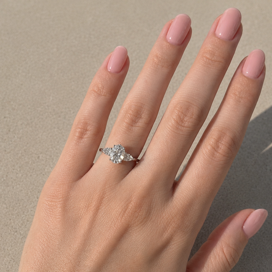 2 Carat Oval with Side Pear Ring (ARJS3142)